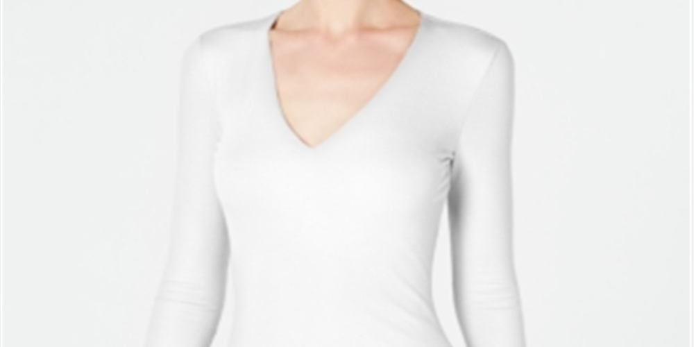INC International Concepts Women's V Neck Top White Size Petite X-Large