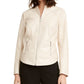 Alfani Women's Faux Leather Moto Jacket White Size L