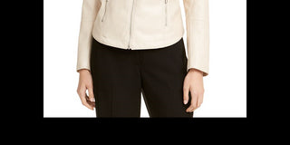 Alfani Women's Faux Leather Moto Jacket White Size L