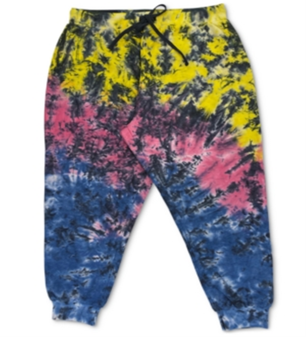 Full Circle Trends Women's Tie Dyed Jogger Pants Yellow Size 3X