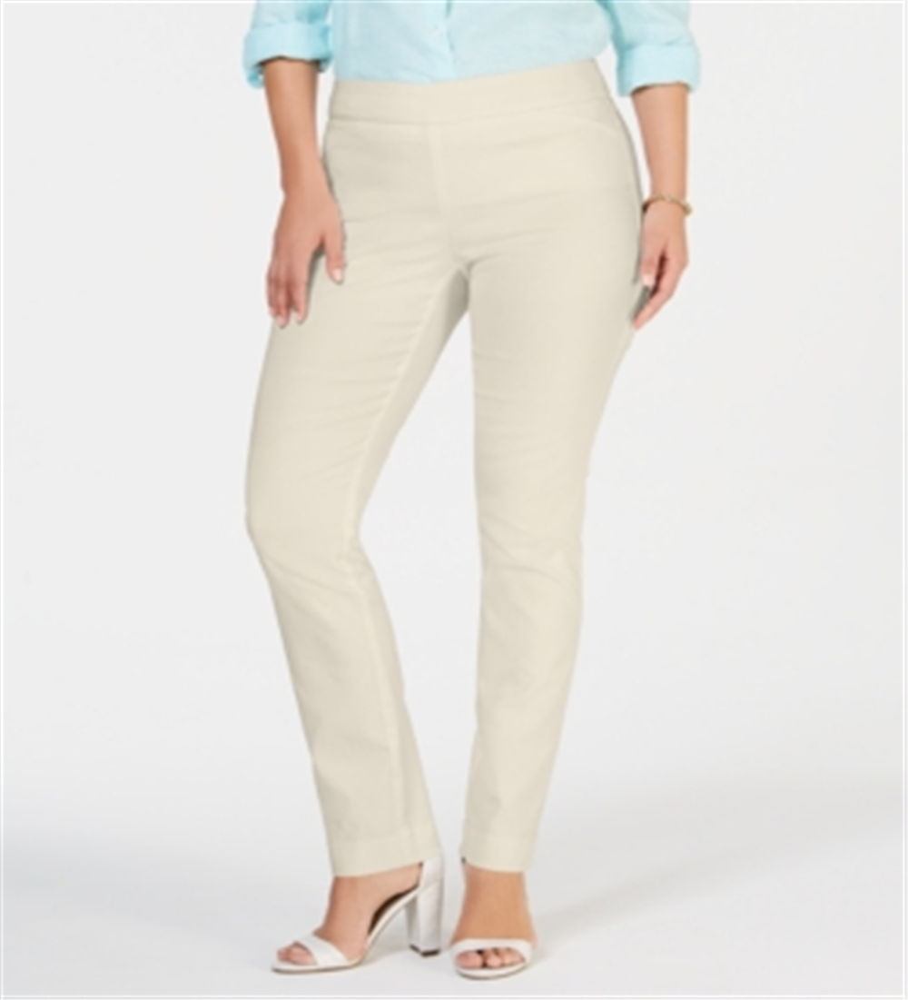 Charter Club Women's Cambridge Skinny Pull on Tummy-Control Pants Brown Size 12 S