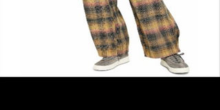 Free People Women's Plaid Pants Beige Multi Size 4