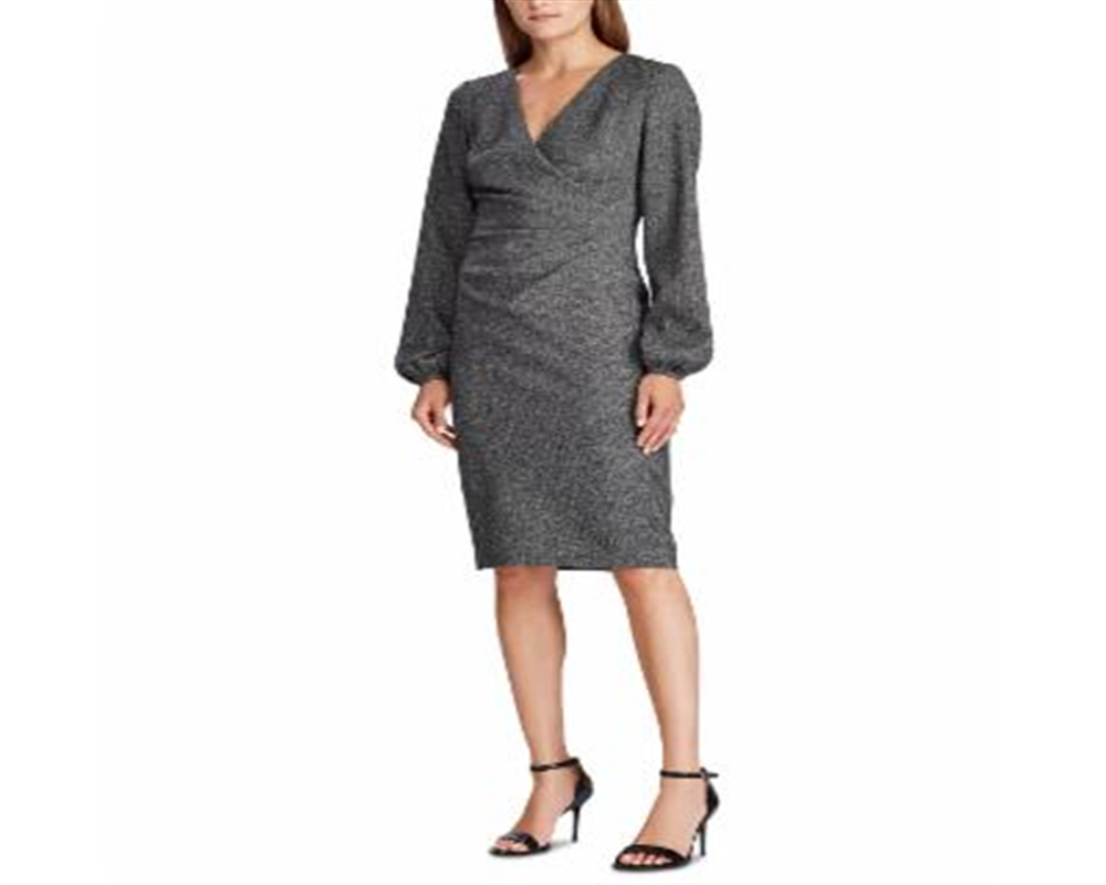 Ralph Lauren Women's Pleated Tweed Dress Black Size 12