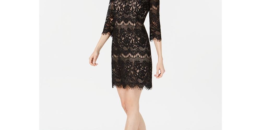 Jessica Howard Women's Allover Lace Sheath Dress Black Size 6