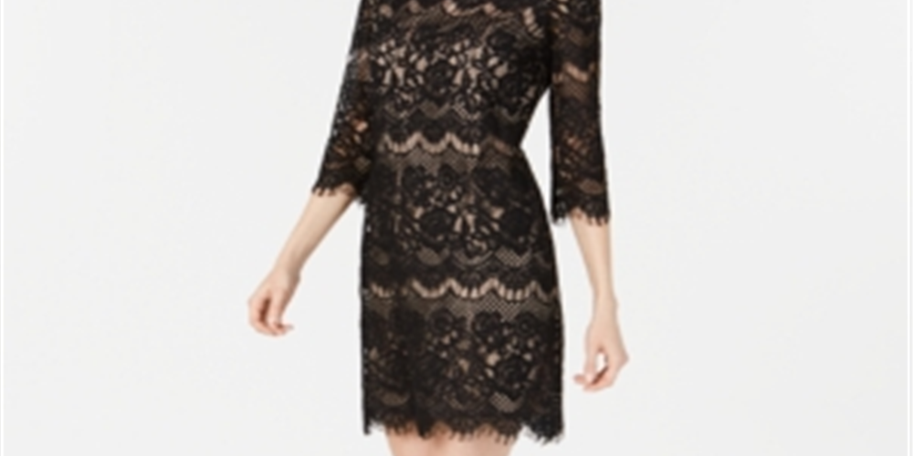 Jessica Howard Women's Allover Lace Sheath Dress Black Size 6