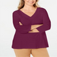 Karen Scott Women's Cotton Eyelet Pullover Top Purple Size 0X