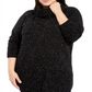 Calvin Klein Women's Space Dye Cowlneck Sweater Black Size 3X