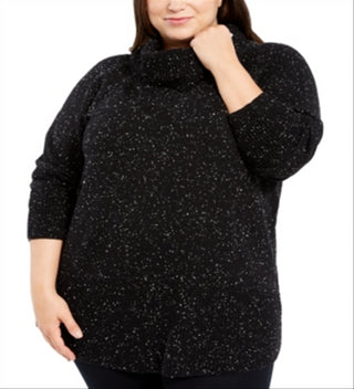 Calvin Klein Women's Space Dye Cowlneck Sweater Black Size 3X