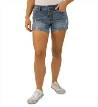 Indigo Rein Junior's Distressed Cuffed Denim Shorts Blue Size 9