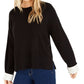 Bar III Women's Solid Long Sleeve Crew Neck Sweater Black Size XX-Small