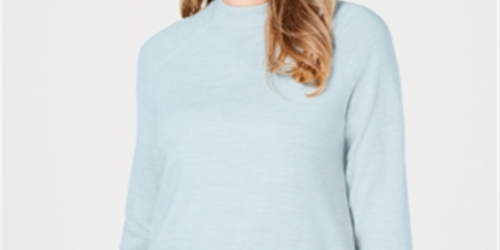 Karen Scott Women's Zip Back Mock Neck Sweater Blue Size XX-Large