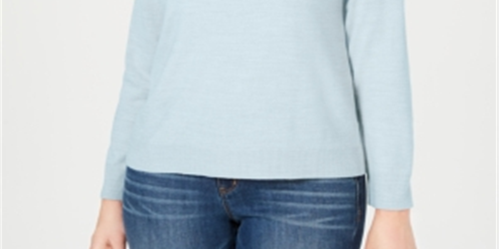 Karen Scott Women's Zip Back Mock Neck Sweater Blue Size XX-Large