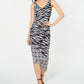 INC International Concepts Women's Animal Print MIDI Dress Black Size Petite M