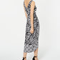 INC International Concepts Women's Animal Print MIDI Dress Black Size Petite M