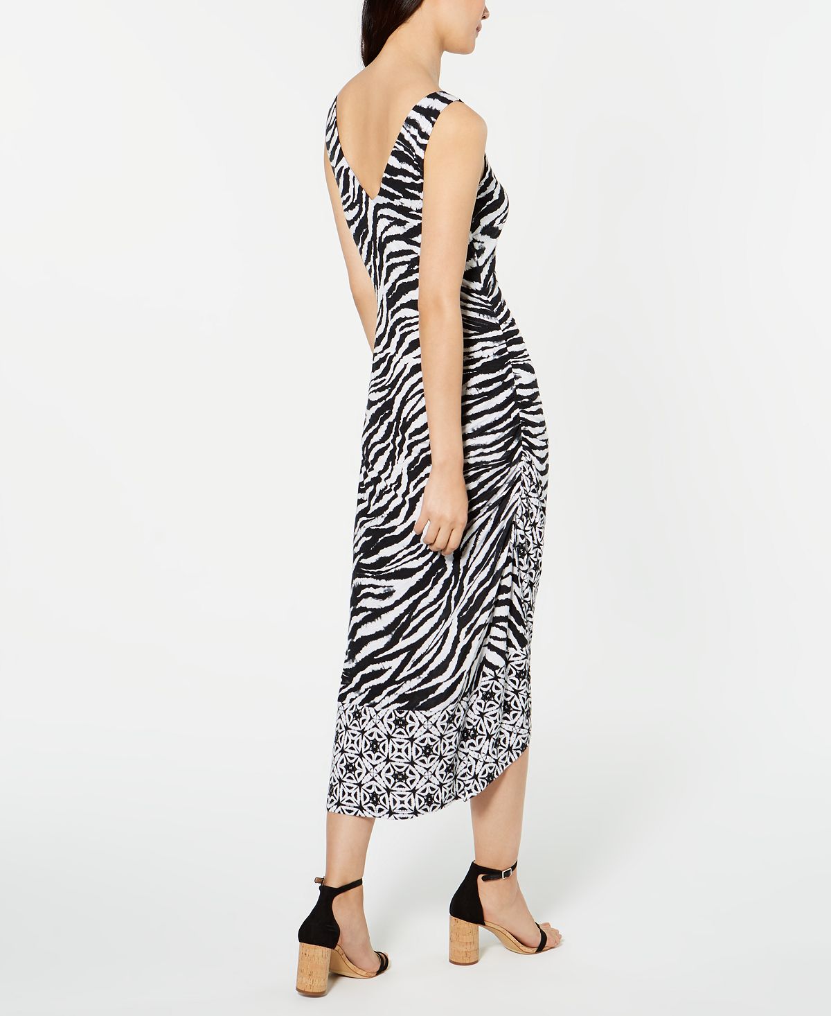 INC International Concepts Women's Animal Print MIDI Dress Black Size Petite M