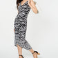 INC International Concepts Women's Animal Print MIDI Dress Black Size Petite M