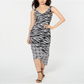 INC International Concepts Women's Animal Print MIDI Dress Black Size Petite M