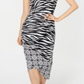 INC International Concepts Women's Animal Print MIDI Dress Black Size Petite M