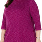 Karen Scott Women's Plus Space Dye 3/4 Sleeve Blouse Purple Size XXL