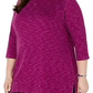 Karen Scott Women's Plus Space Dye 3/4 Sleeve Blouse Purple Size XXL