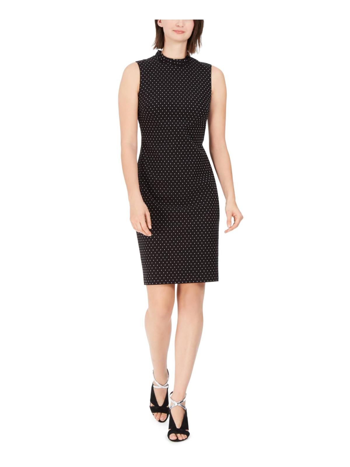 Calvin Klein Women's Polka Dot Stretch Sheath Dress Black Size 8