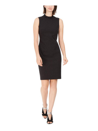 Calvin Klein Women's Polka Dot Stretch Sheath Dress Black Size 8