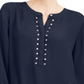 JM Collection Women's Rivet Pleated Back Blouse Blue Size M