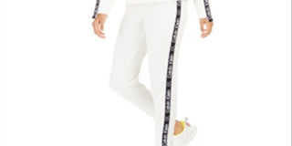 Calvin Klein Women's Performance Velour Logo Sweatshirt White Size Large