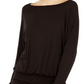 INC WOmen's  Ruched Dolman-Sleeve Top  Black Size -M