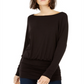 INC WOmen's  Ruched Dolman-Sleeve Top  Black Size -M
