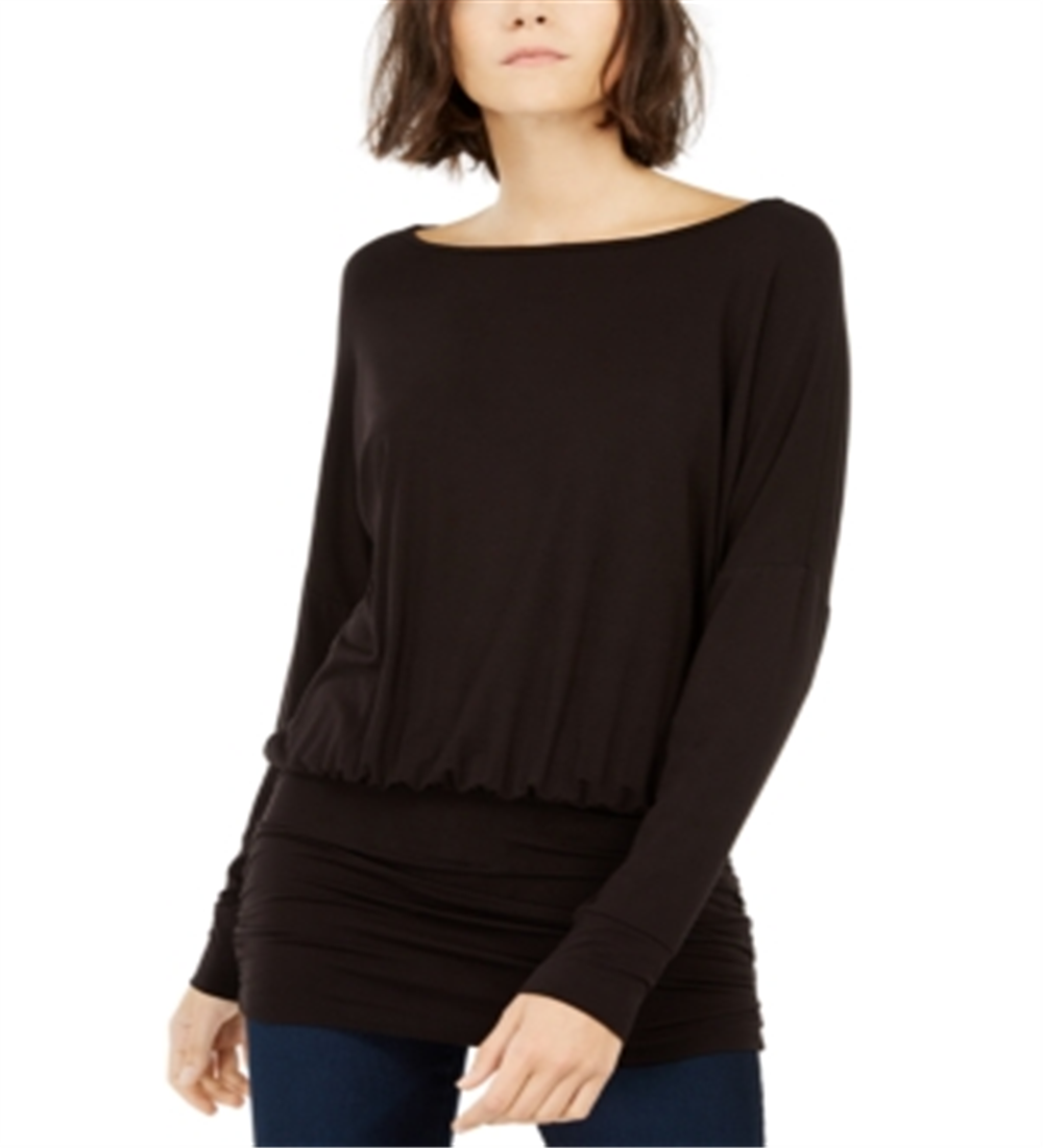 INC WOmen's  Ruched Dolman-Sleeve Top  Black Size -M
