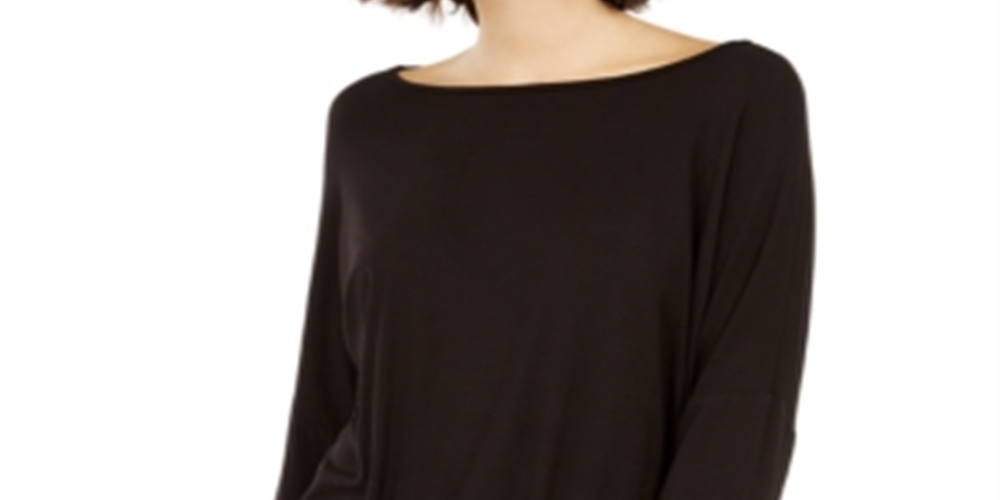 INC WOmen's  Ruched Dolman-Sleeve Top  Black Size -M