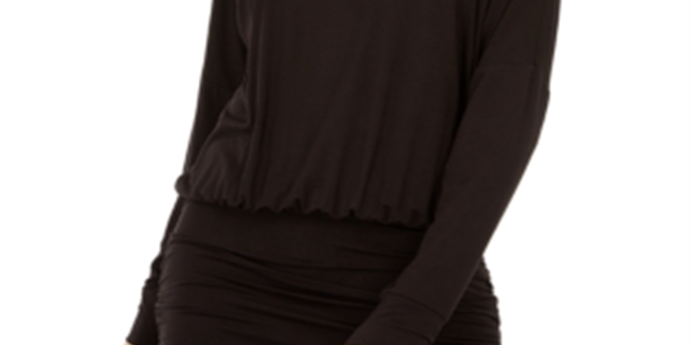 INC WOmen's  Ruched Dolman-Sleeve Top  Black Size -M
