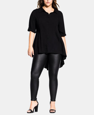 City Chic Women's Fierce High low Shirt -Green Size X-Large