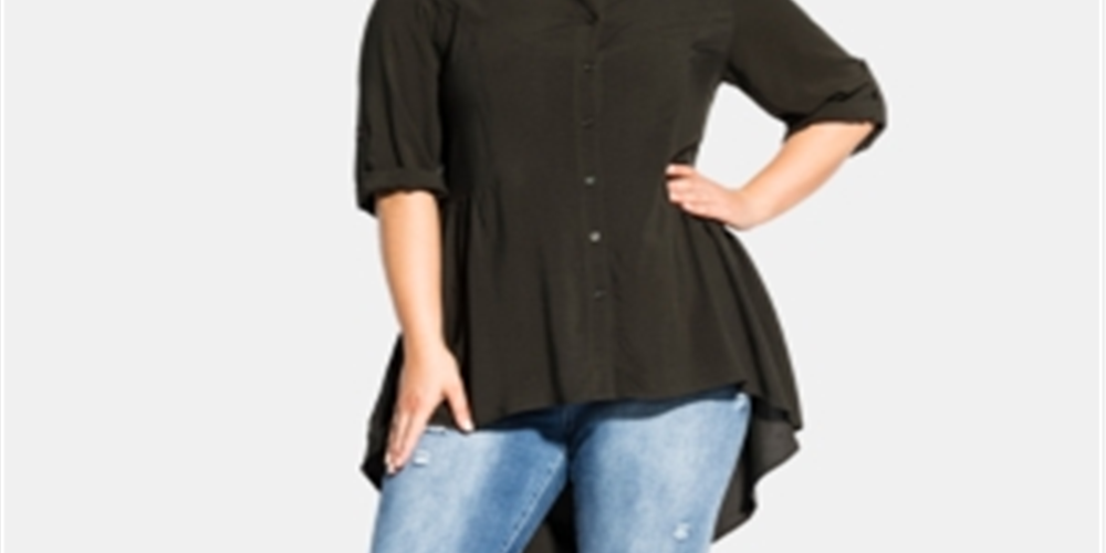 City Chic Women's Fierce High low Shirt -Green Size X-Large