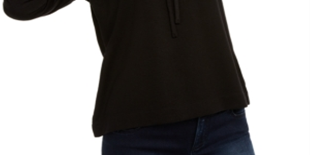 INC International Concepts Women's Printed-Cuff Hoodie Black Size XL