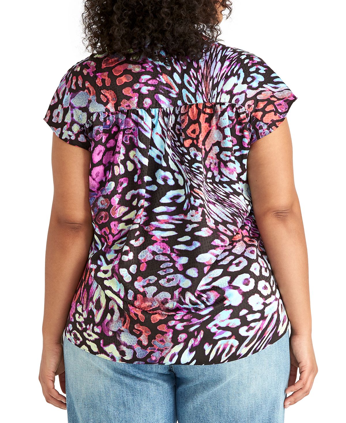 Rachel Roy Women's Plus Odelia Printed Top Black Size 0X