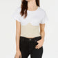 Kendall Kylie Women's Seamed Cuff Sleeves Corset Top White Size L