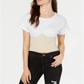 Kendall Kylie Women's Seamed Cuff Sleeves Corset Top White Size L