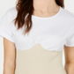 Kendall Kylie Women's Seamed Cuff Sleeves Corset Top White Size L