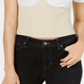 Kendall Kylie Women's Seamed Cuff Sleeves Corset Top White Size L