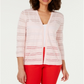 Charter Club Women's Pointelle Stripe Cardigan Pink Size PSM