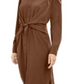Alfani Women's Tie Waist Knee Length Shirtdress Brown  Size 16