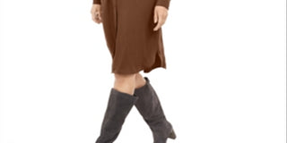 Alfani Women's Tie Waist Knee Length Shirtdress Brown  Size 16