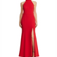 Aqua Women's Fluted Crepe Gown Red Size 4