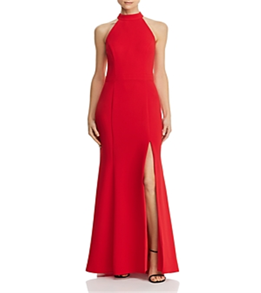 Aqua Women's Fluted Crepe Gown Red Size 4