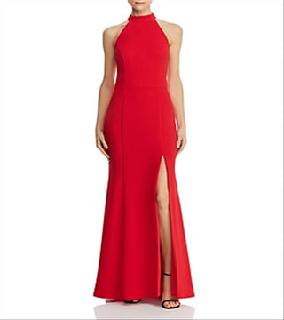 Aqua Women's Fluted Crepe Gown Red Size 4