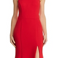 Aqua Women's Fluted Crepe Gown Red Size 4