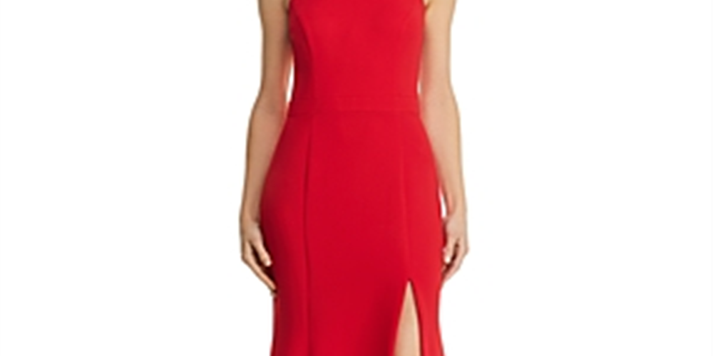 Aqua Women's Fluted Crepe Gown Red Size 4