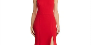 Aqua Women's Fluted Crepe Gown Red Size 4